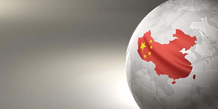 China highlighted on globe