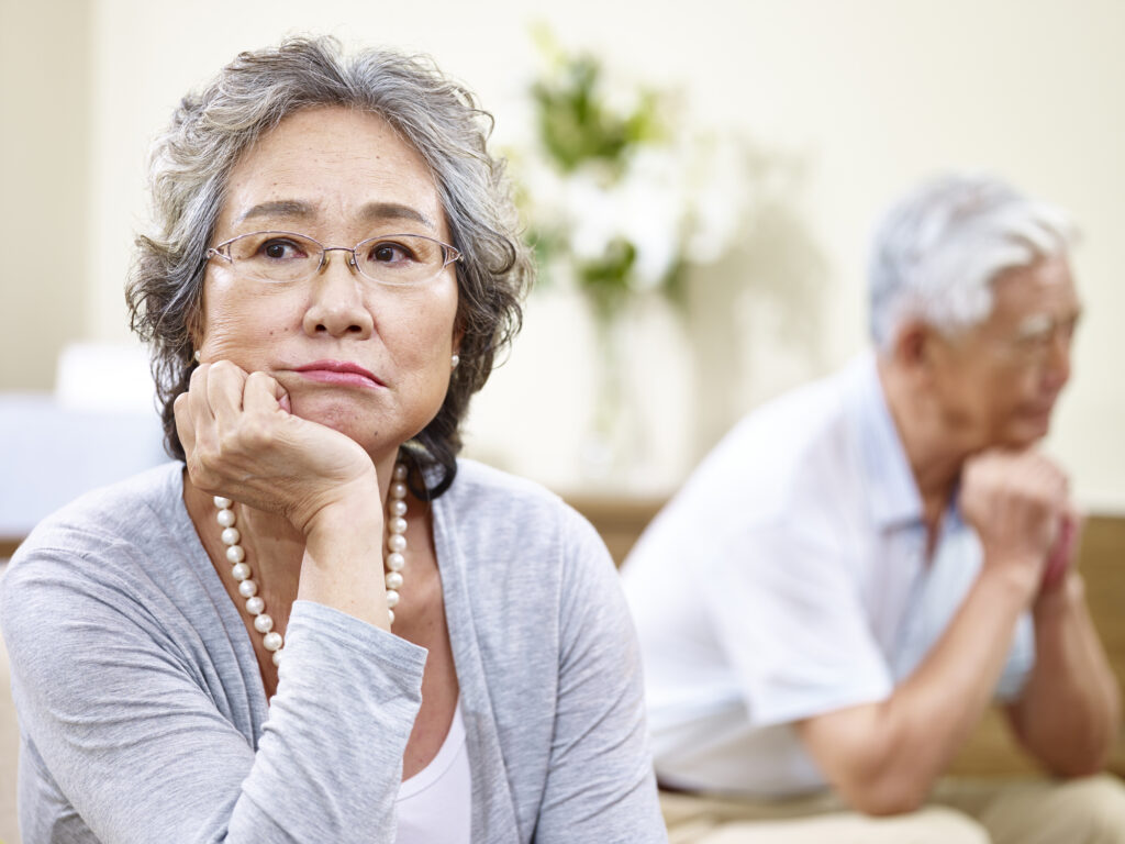 unhappy senior asian couple unhappy senior asian couple