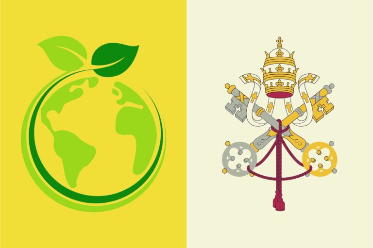 Saving Earth or Soul: Vatican City Flag with Environmentalist Symbol
